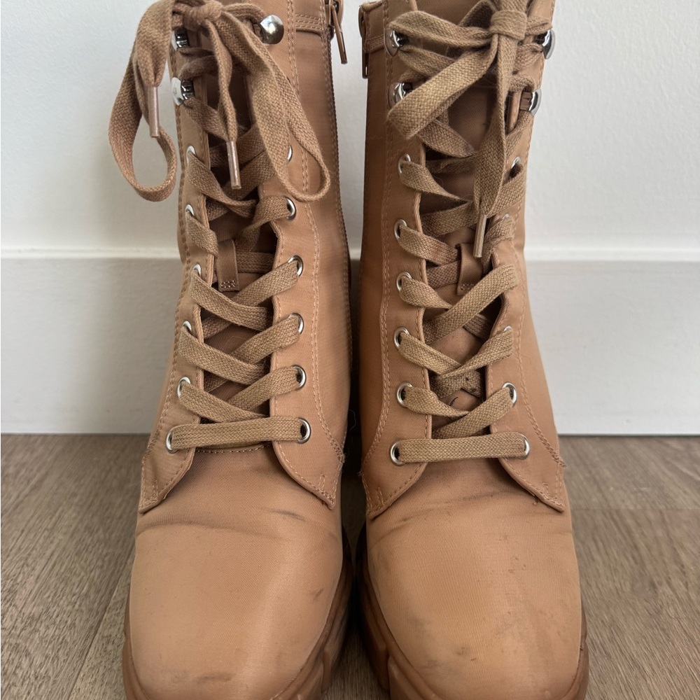 Steve Madden Beige Lace-Up Boots